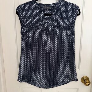 The Limited Navy and White Geometric Blouse